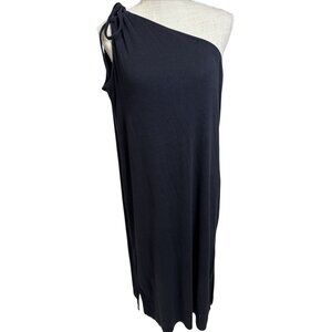 Old Navy Black One-Shoulder Tie Midi Dress XXL Cotton Blend Womens